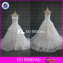 ED Brautqualität trägerlose Spitze Appliqued Organza Ballkleid Brautkleider